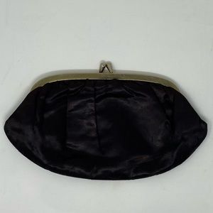 Vintage 50s Black Satin Clutch